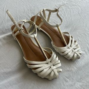 Dolce Vita White and Gold Strappy Leather Sandal